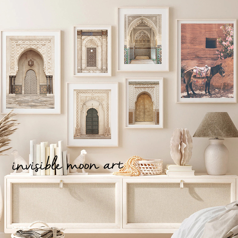 モロッコの自由ho放なボヘミアンアラビア建築砂漠馬旅行アートポスターキャンバスペインティングウォールプリントルームの家の装飾