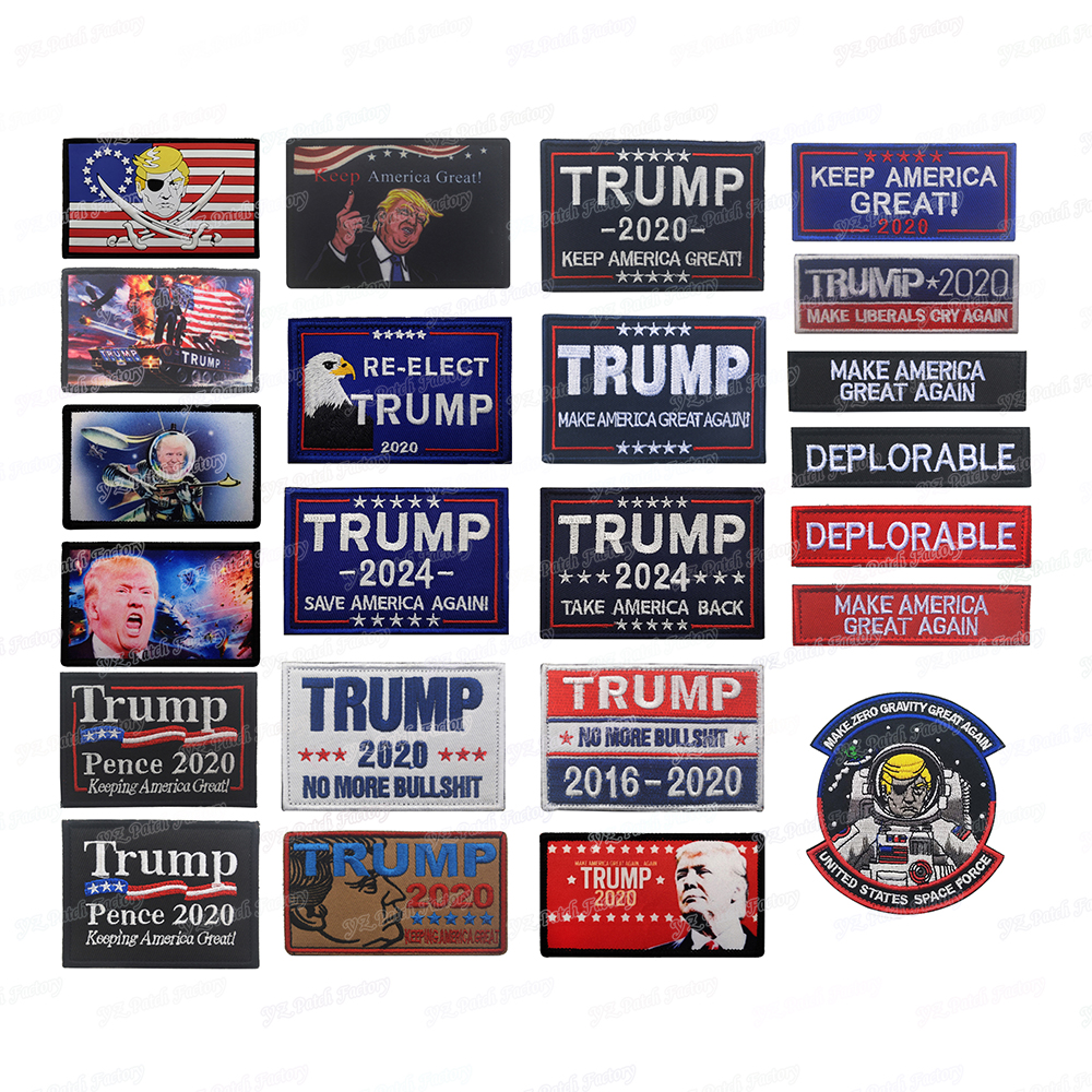 USA Embroidered Patches Trump Keep American Great 2024 Tactical Military Patch Emblem 3D Make America Again Embroidery Badges