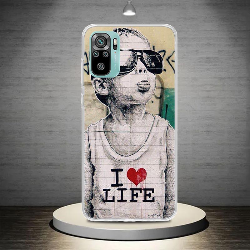 Street Art Banksy Graffiti Chace Shell для Xiaomi Redmi 10 10a 12 12c 9 9a 9c 9t 10c 8 8a 7 7a 6a 6 Pro K20 K30 K40 Pattern