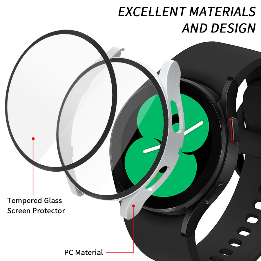 Cover for Samsung Galaxy Watch 5 pro case 45mm 4 40mm 44mm 20mm accessories PC Bumper Screen Protector Glass Galaxy watch 6 case