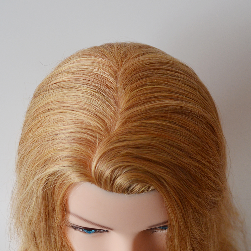 High Grade Mannequin Head 100%Real Natural Human Hair 24" Hairdressing Head Dummy Dolls Blonde Hair Training Head With Shoulder