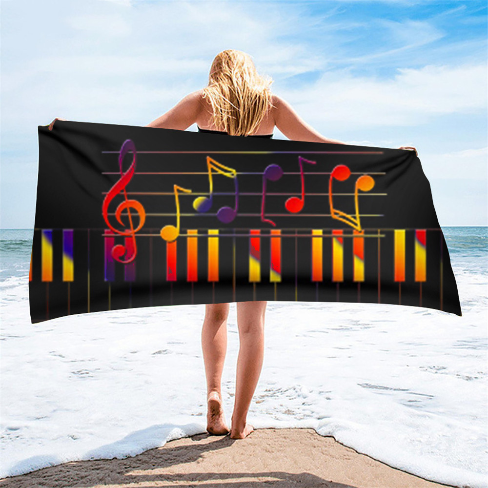 Music Notes Piano Printing Beach Towel Women Men Kids Face Bathing Home Towels Quick Dry Super Soft Beach Swimming Travel Yoga