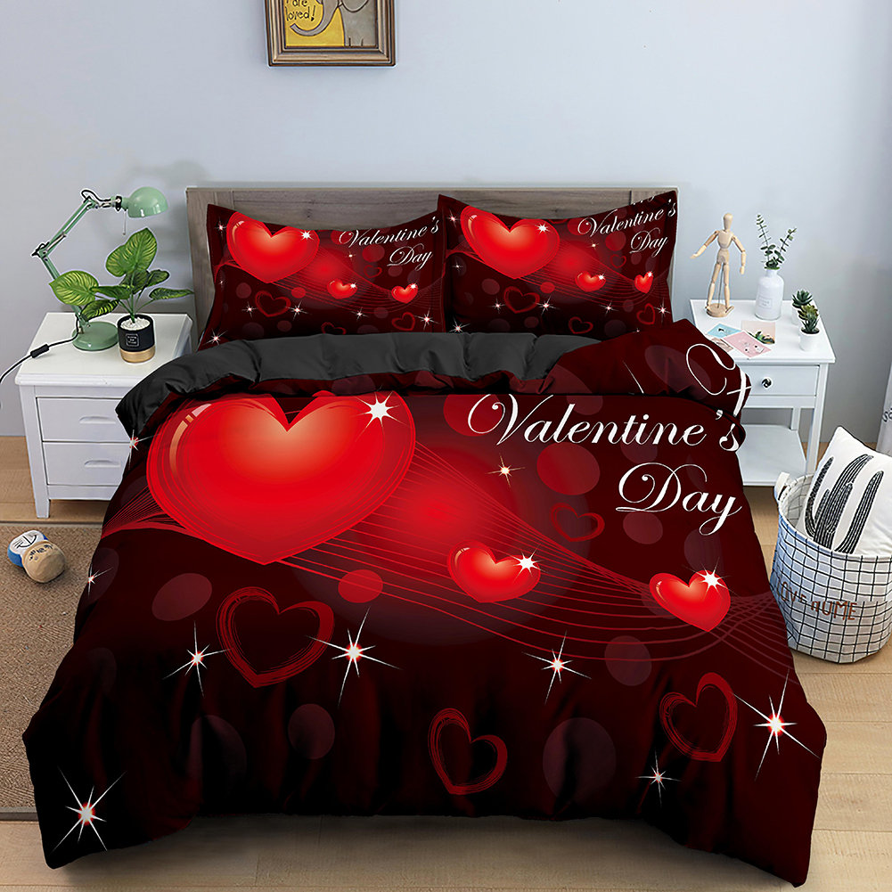 Dia dos namorados Love Heart Pattern Duvet Set 3D Prind Print Comforter Bedding Sets Queen Twin Size Twin Size Luxury Day Day Gifts