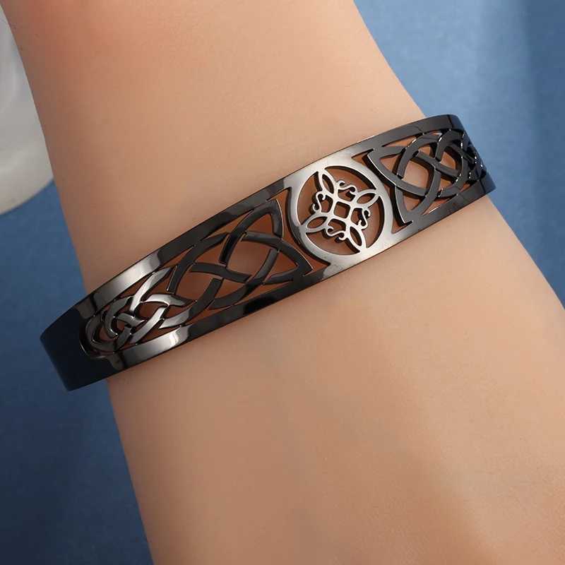 Bangle Witch Knoop Knoop Bracelet roestvrij staal verstelbare open manchet armband Keltische quaternaire hekserij armband amulet sieraden voor mannen 24411