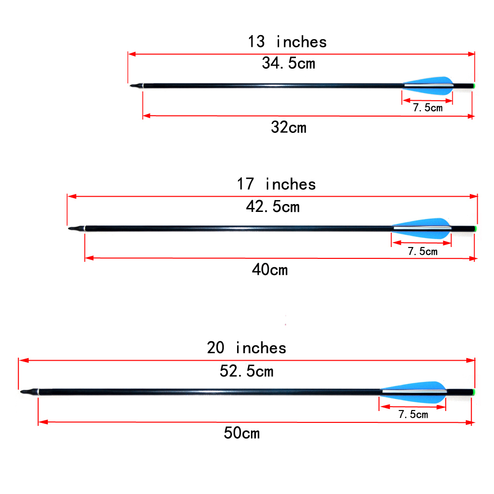 Flèches d'arbalète 13/17/20 pouces flèches de fibre de verre diamètre 8,0 mm pointe tir à l'arc de chasse à la tête de flèche amovible