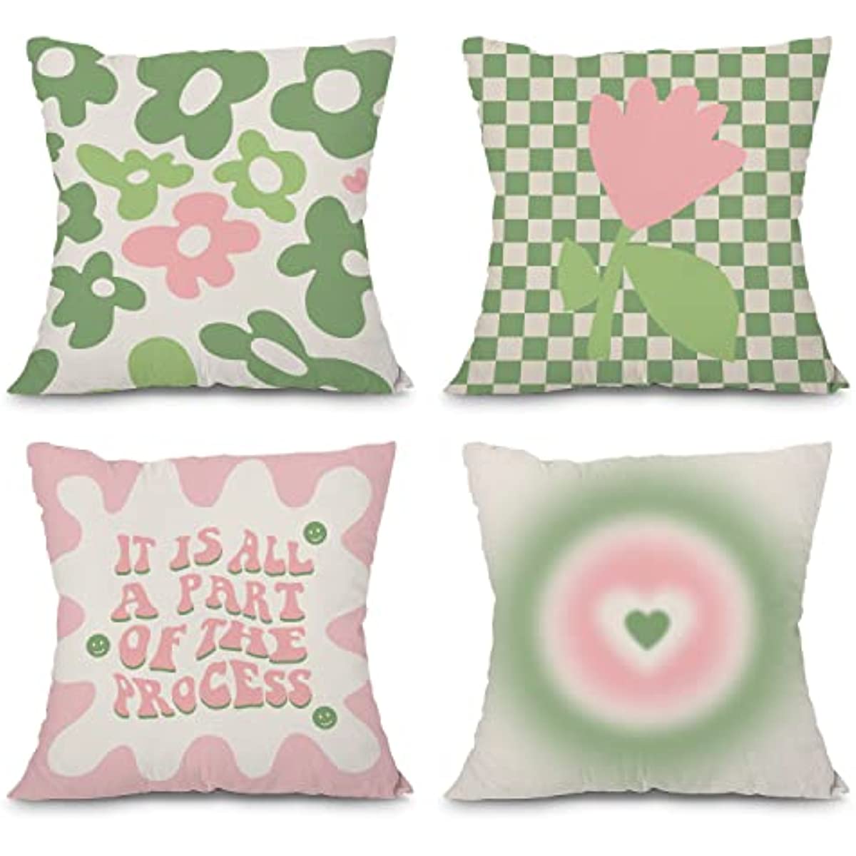 Danish Pastel tai-oreiller Sage Sage Green Pink Throw Covers Couvre-oreiller pour le salon Girls Chambre Room Decor Aesthetic 