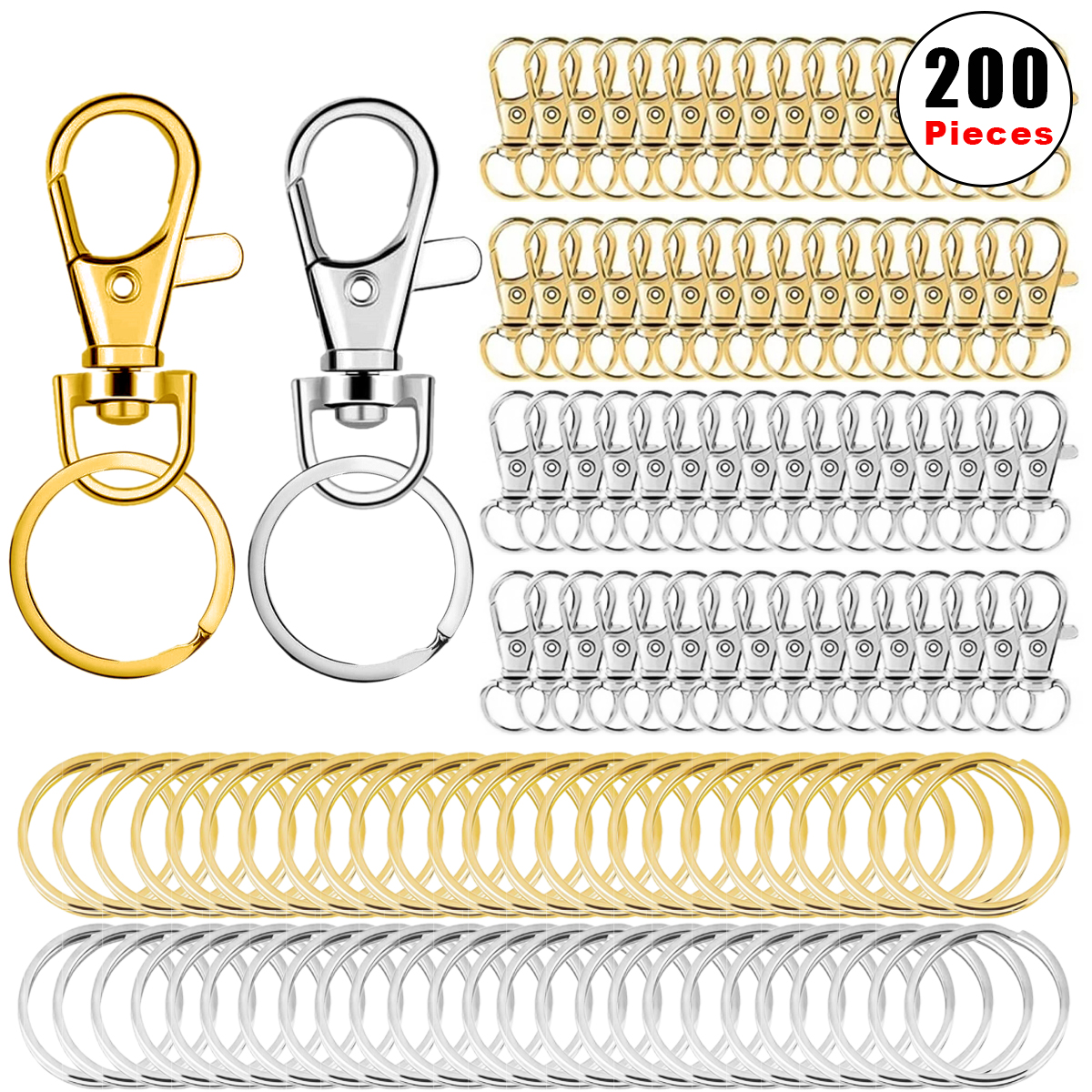 100 / Silver Gold Lobster Claw Clasp Boucles pivotantes Keychain Push Gate Snap Hook Trigger DIY Crafts Sac Accessoires