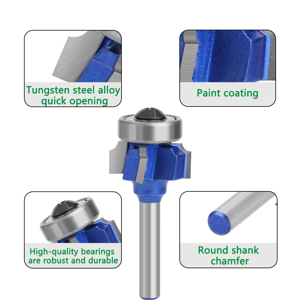 Lavie 6 mm 1/4 Shank Wysokiej jakości 4 flety Routerze ROUTER Zestaw obróbki drewna noża noża r1 r2 r3 krawędź noża