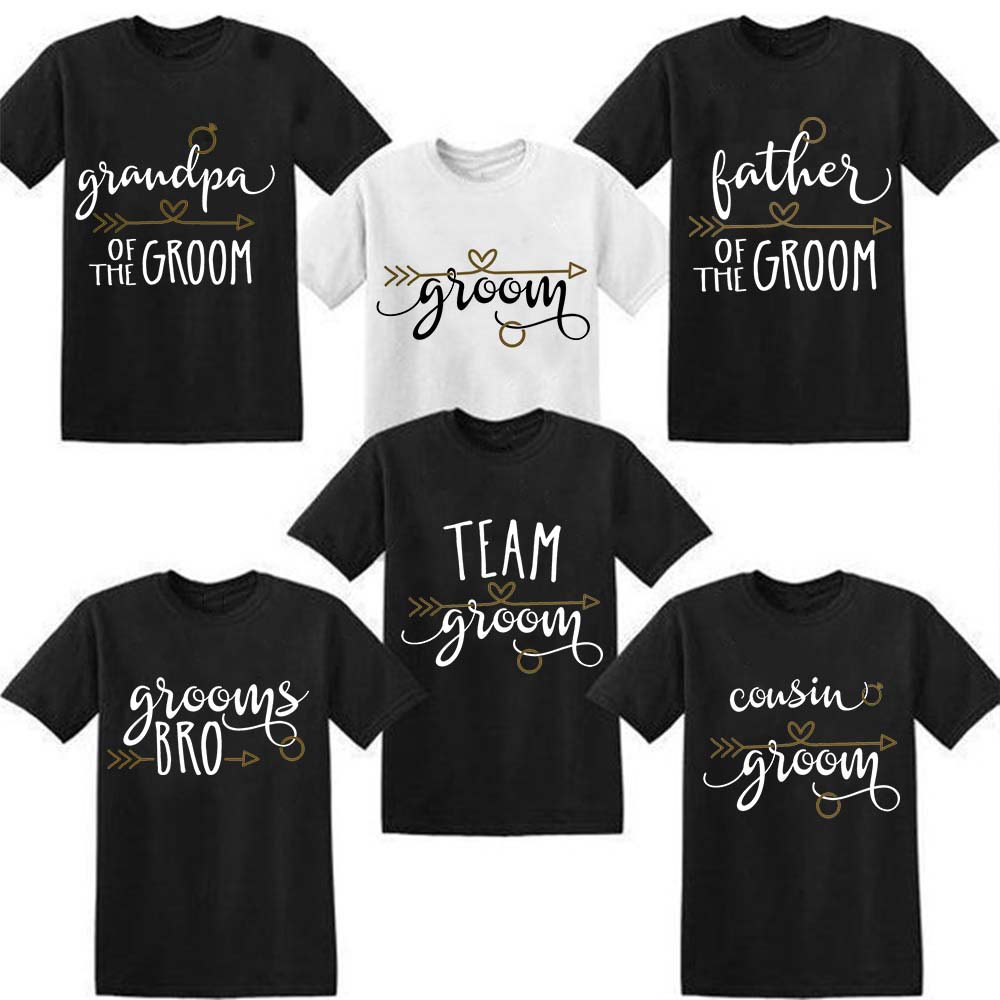 Padre cugino dello sposo maglietta matrimoni Famiglia Matching Abbigliamento Bachelorette Tops Tops Wedding Team Tshirt Gifts