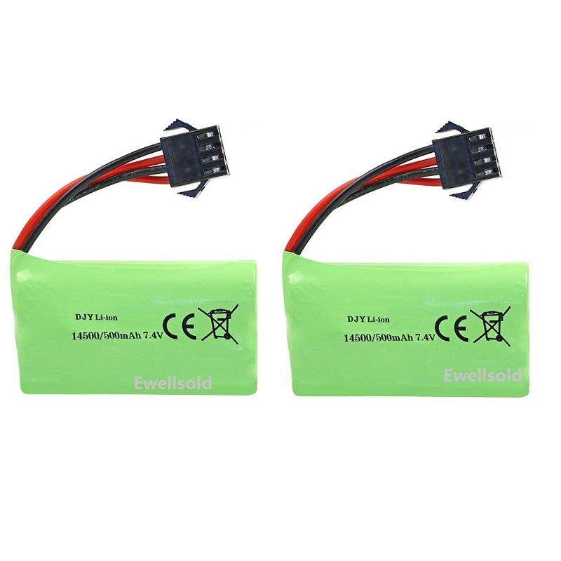 Batteria ricaricabile da 7,4 V 500 mAh Plug/USB EC16 Modello di batteria di ricambio Modello di automobile Li-PO ad alta tasso Batteria