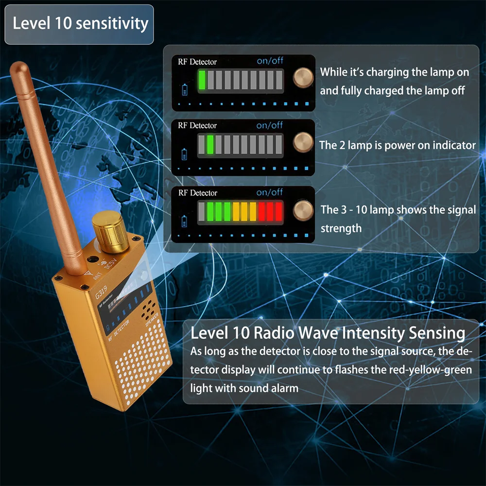 탐지기 G618W G319 안티 스파이 무선 RF 신호 검출기 버그 GSM GPS 트래커 카메라 도청 장치 전문 신호 파인더