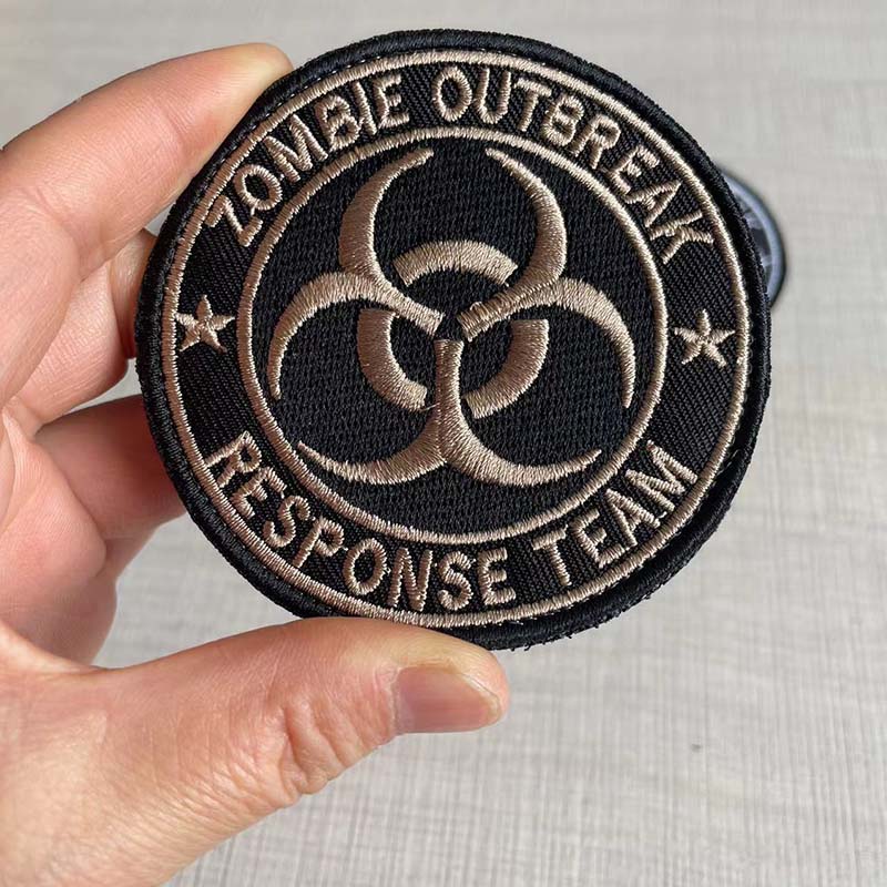 Emblema Applique biohazard 8cm, badge di abbigliamento da ricamo il team di risposta focolai di zombi, patch tattici