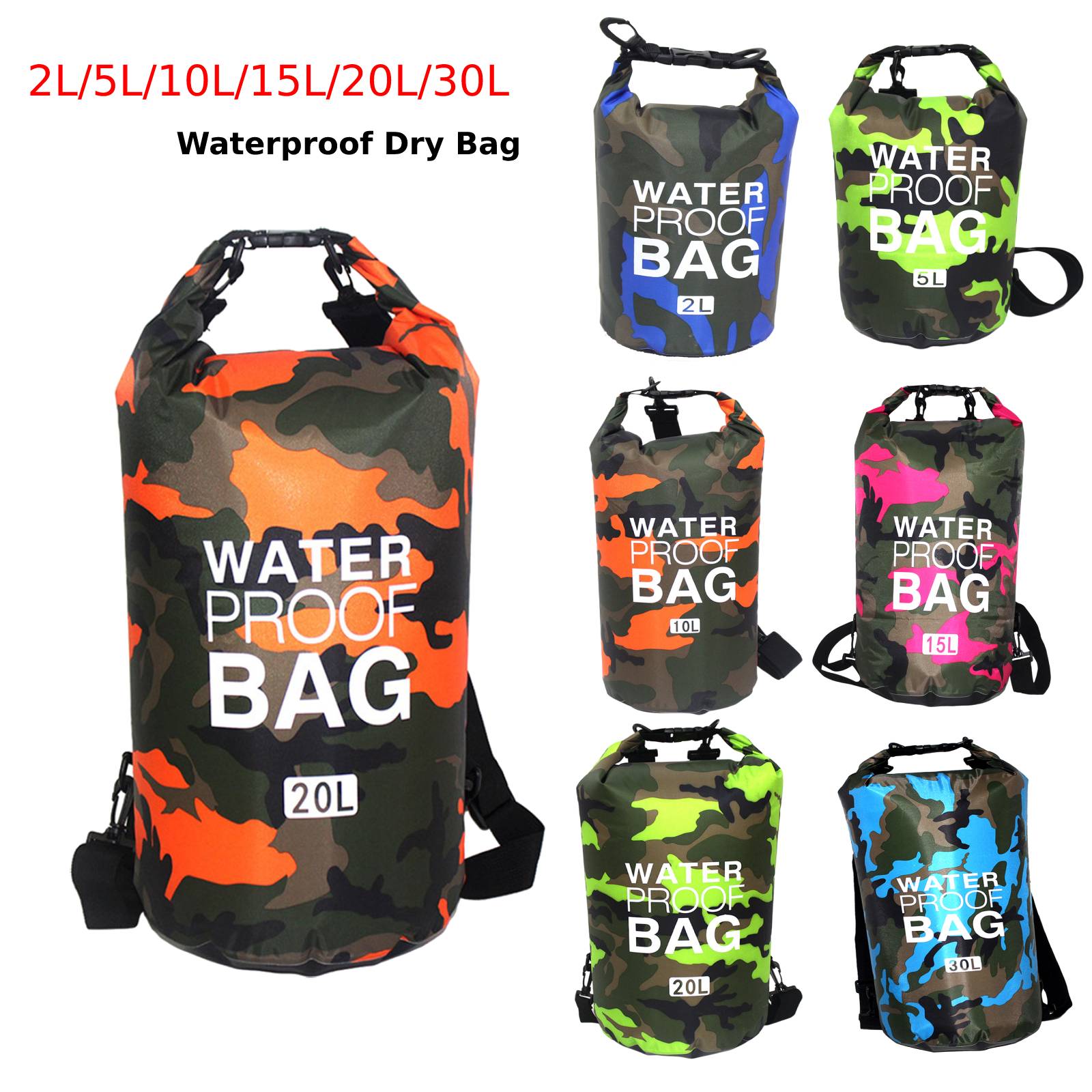 Açık su geçirmez yüzme çantası PVC kuru çuval su geçirmez yüzen dişli çantaları balık tutma tekne kayağı depolama rafting