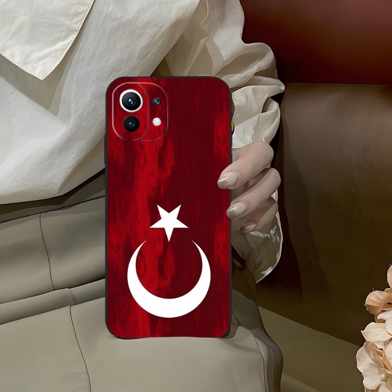 Turquie Turkish Flag Téléphone Case pour Redmi Note 11 10 10S 9S 8T 11S 7 8 8A 9A 9C 9T 9T 10 10X COUVERTURE DE SILICONE NOIR
