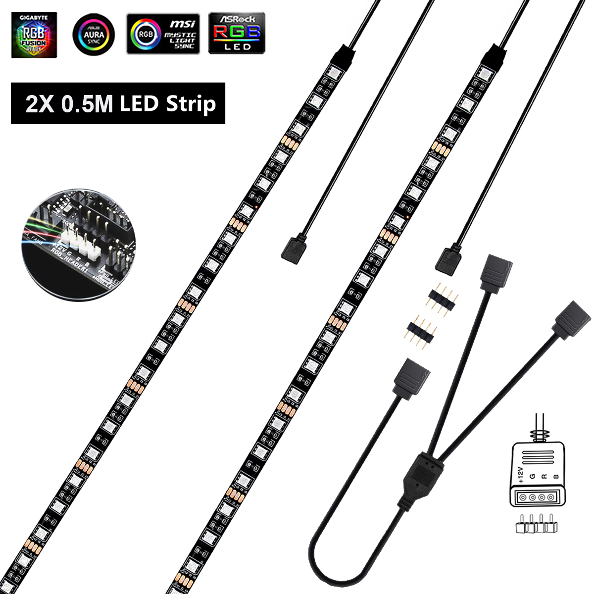 DC 12V 4PIN RGB PC Game Moederbord LED Strip Licht voor PC Computer Case Decor Moederbord Controlepaneel 5050 RGB Wijzig kleuren