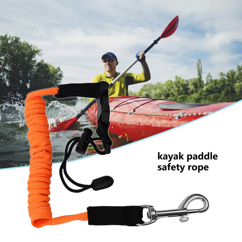 Corde paddle étirée avec crochet de sécurité réglable réutilisable Réutilisable Paddle Surf Bungee Keeper Coiled Lanyard for Kayak