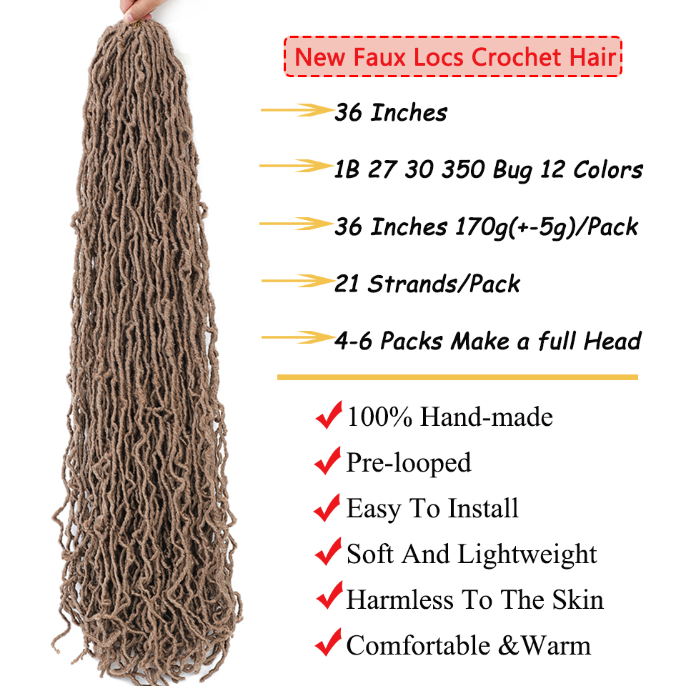 Super Long Faux locs virka 36 tum ombre blond gröna faux locs virkning hår ingefära kungblå mjuka faux lås virkade flätor