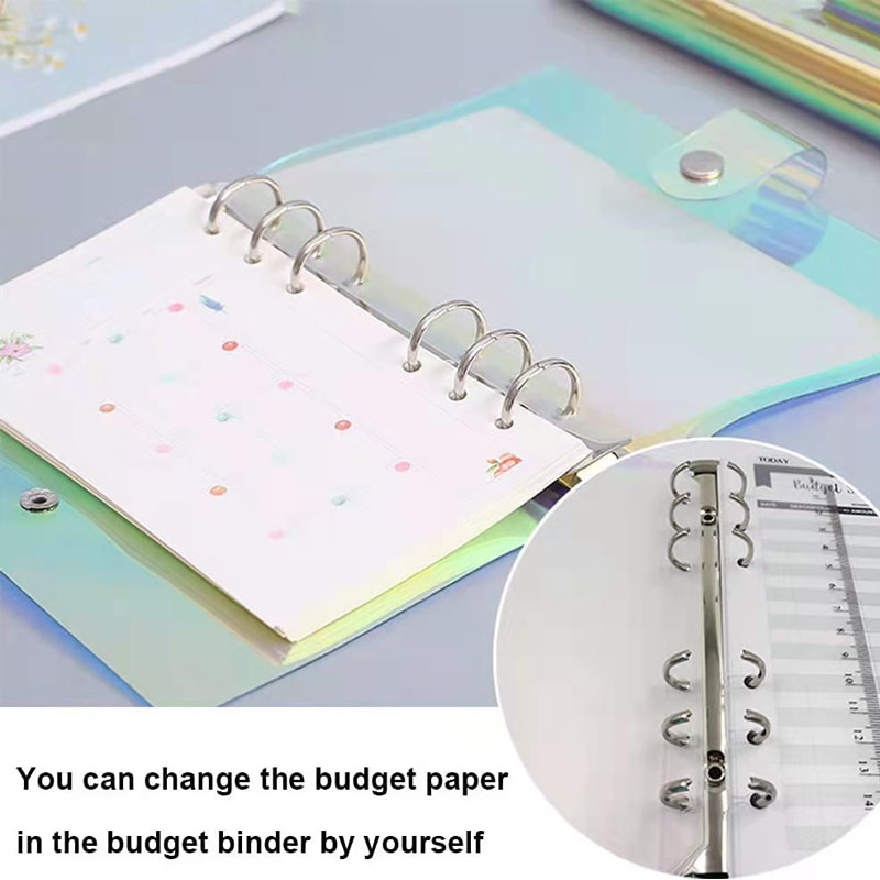 A6 Budget Binder Rainbow Loose Leaf Dossier Couvercle avec POCHES A6 REALLETS POUR LA CASSEUR PEPELLET PEPELLE PVC NOTAGE Protecteur