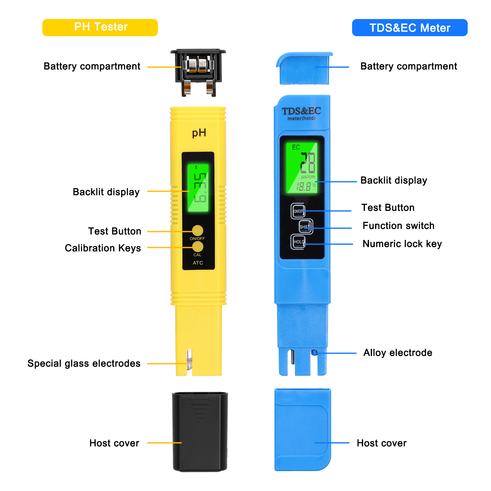 Professionele pH -tester TDS/EC -testpen Multifunctionele water -pH -testgereedschap Set Handheld Water Detect Device Kit Soil Tester