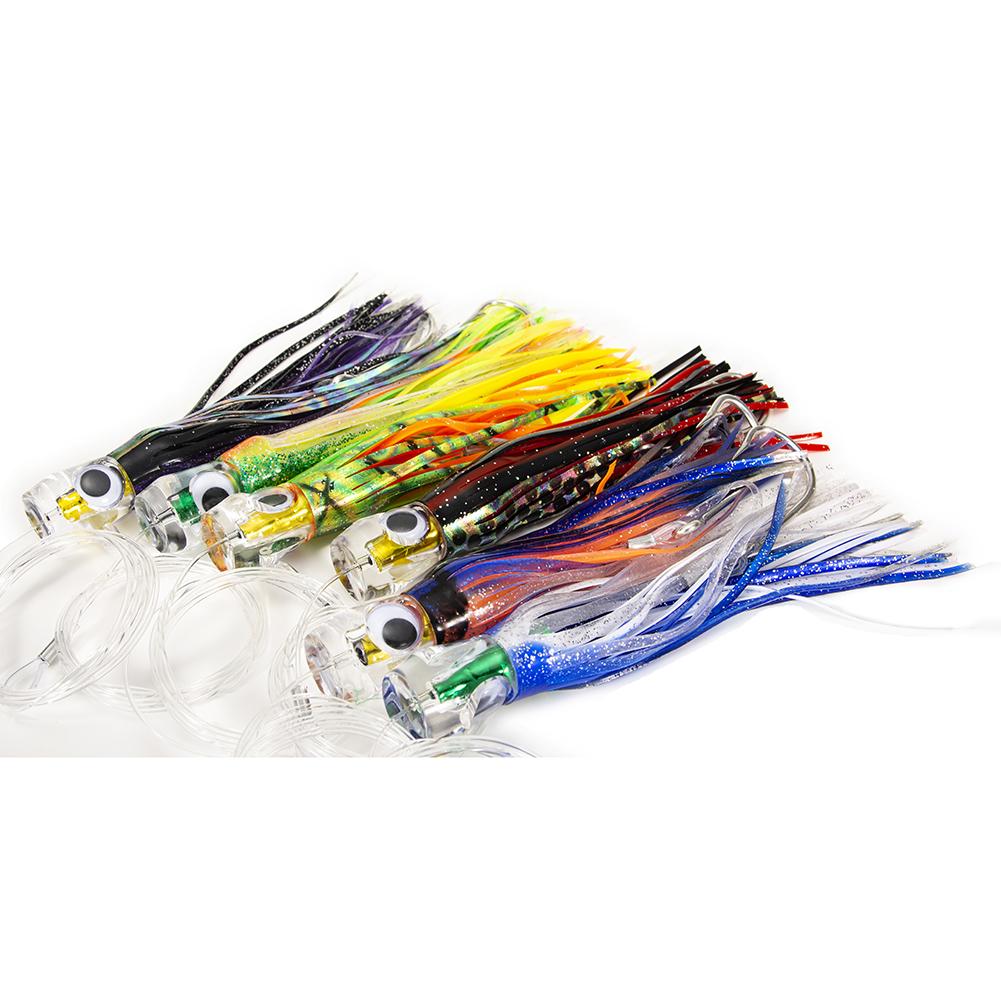 / set en acier 6,5 pouces Trolling Acrylique Poctopus Lure Artificial Bionic Thon Mackerel Faux appâts pour l'eau salée en eau profonde