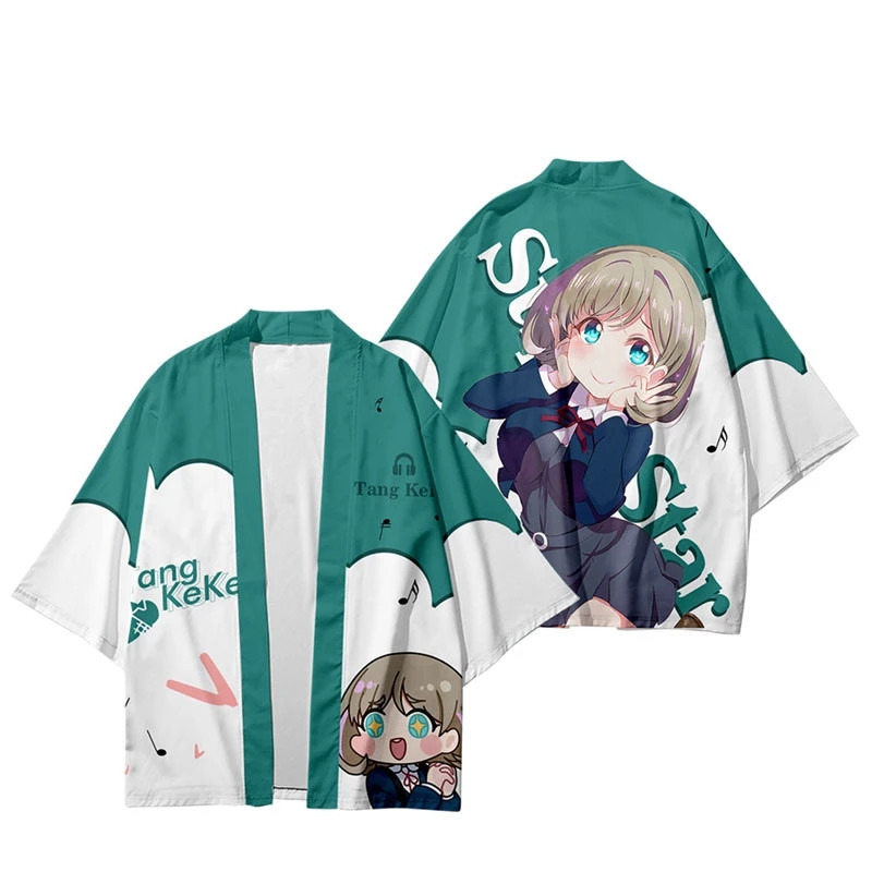 Anime Lovelive!Superstar!!Yukata hommes Femmes Cardigan Blouse lâche Haori Obi Vêtements asiatiques HARAJUKU Japonais Kimono