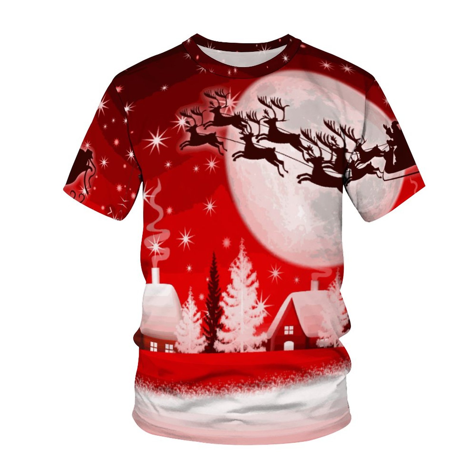 NOUVEAU CARNIVAL DE CHRIOT-CARNIVAL MENS'S T -SHIRT 3D Prince Santa Claus Vêtements Snowman Amosphère Côtes courtes.