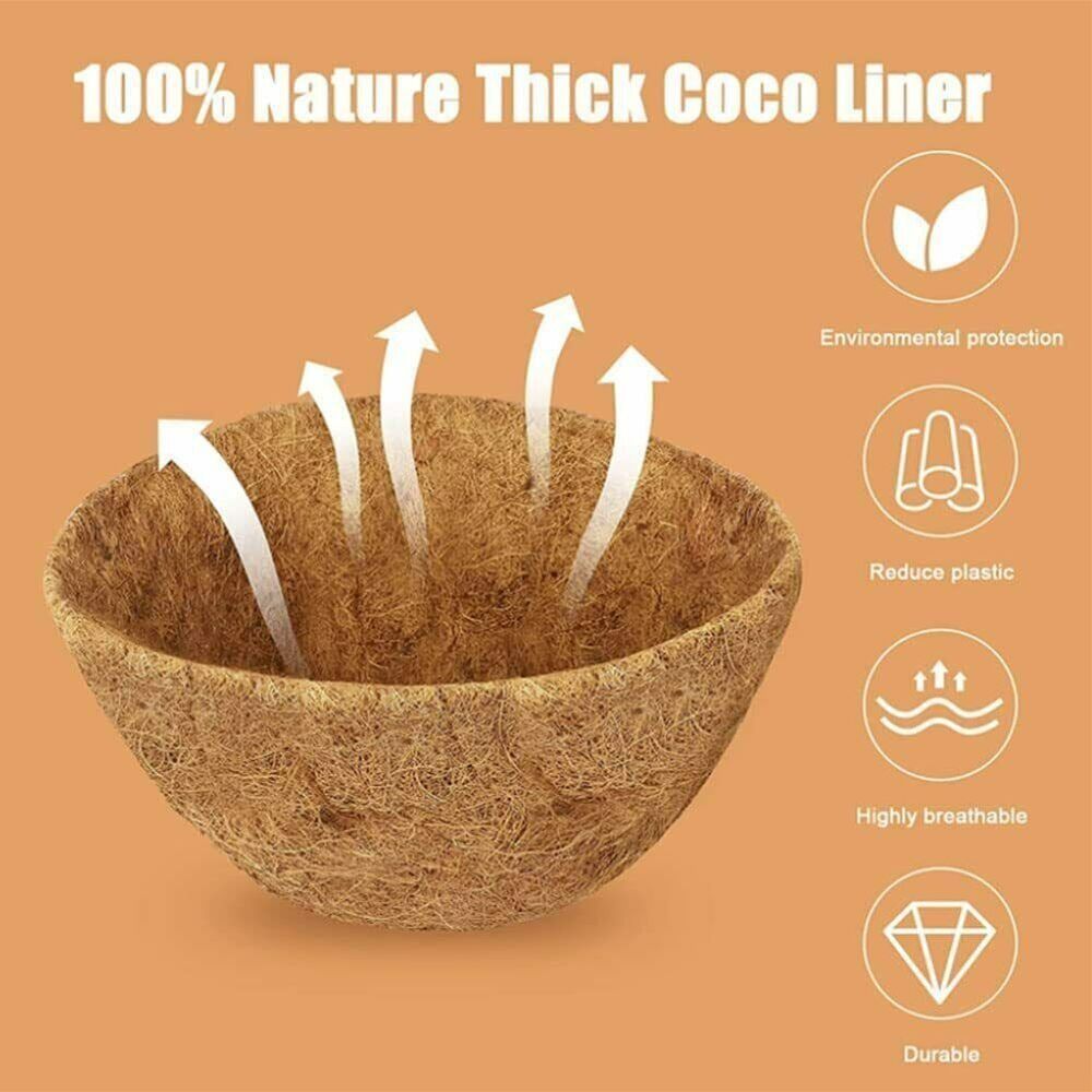 8-18 Inch Hanging Basket Liner Round Coconut Liners for Planters 100% Natural Coco Basket Replacement Outdoor Garden Accessories