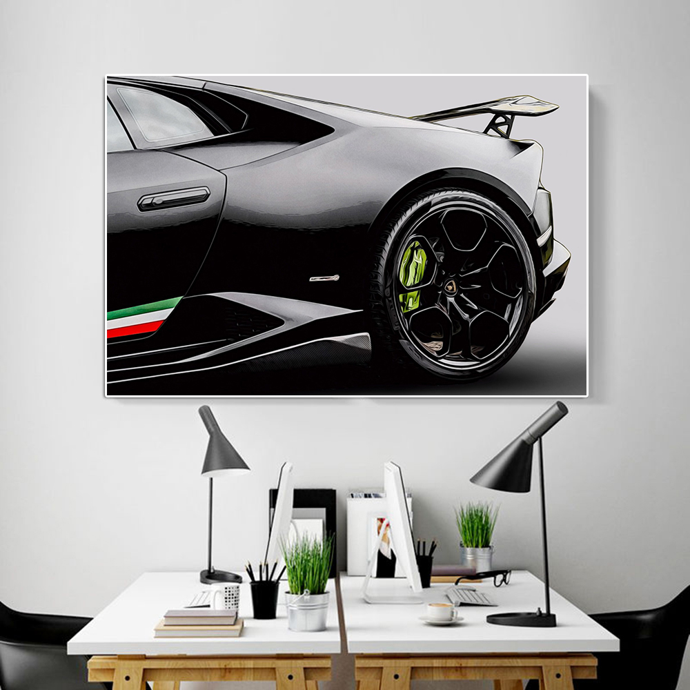 Abstract Sports Car Huracan Graffiti Canvas peinture de luxe Racing Aquarement Affiche et imprimé Supercar Wall Art Room Decor Gift