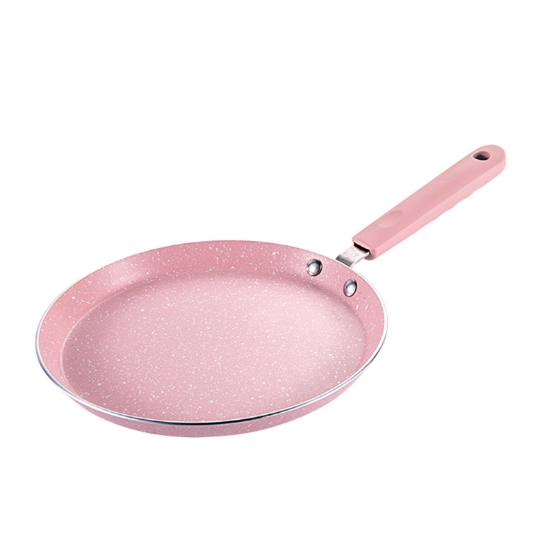 Flat Bottom Pan Pink Non-Stick Pot for Gas Stoves and Cooker Use Baking Pans R7UB