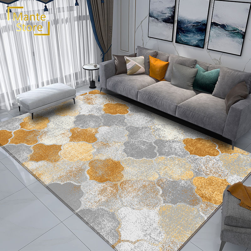Tapis doré moderne tapis géométrique abstrait moderne pour le salon lavables grands tapis de cuisine pour le tapis doux du tapis de salle de bain au sol
