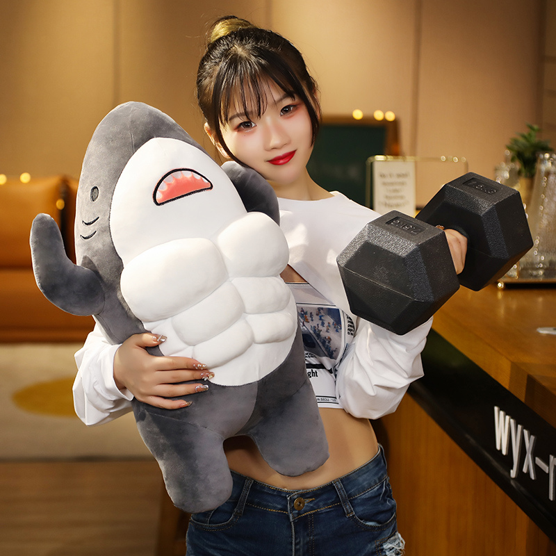 45 à 60 cm kawaii muscle drôle shark peluche jouet hug oreiller en peluche en peluche de requin en peluche poupée pour garçons fille