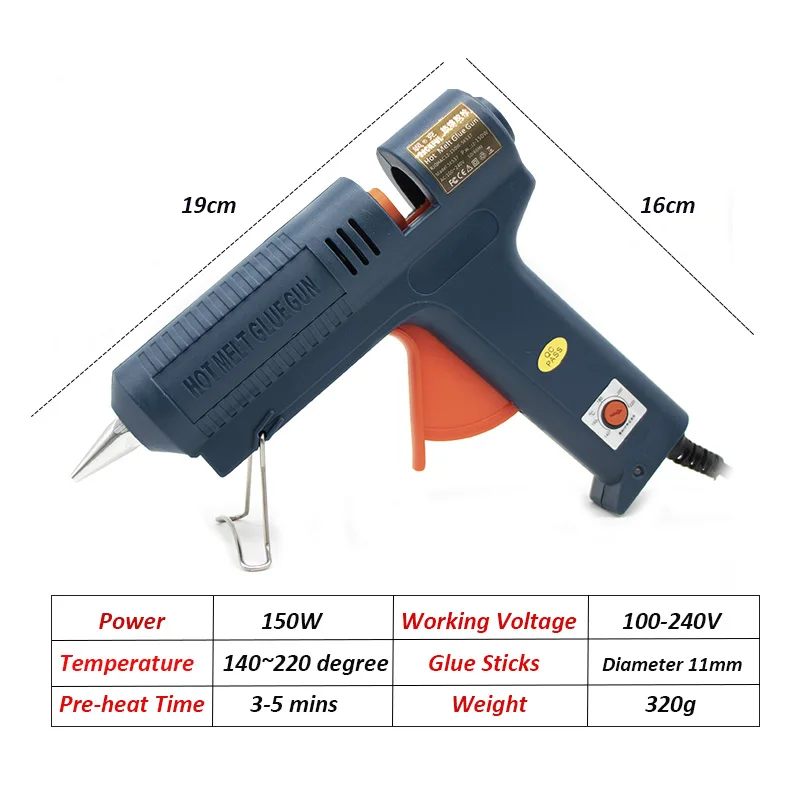 Pistolet 150W 110220V Gale à fusion chaude pistolet réglable Température réglable pistolet à colle chaude pour bâtons de colle 11 mm à la maison Réparation de réparation outil à main à la main pistolet