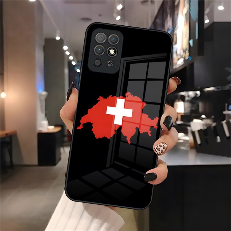 Swiss National Flag Phone Case Glass For Huawei P30 P40 P50 P20 ProPlus Lite Mate 40Pro 30 20 Nove 9 8 7 Pro Cover