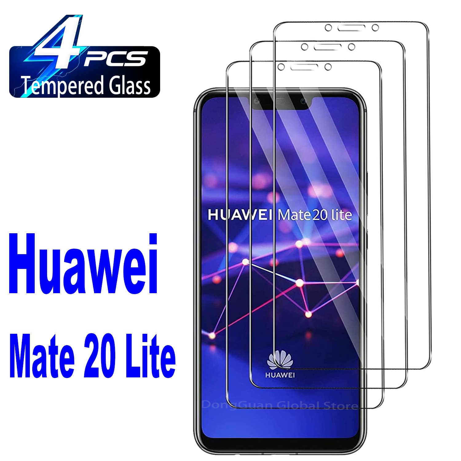 2/4st Tempererat glas för Huawei Mate 20 Lite Screen Protector Glass Film