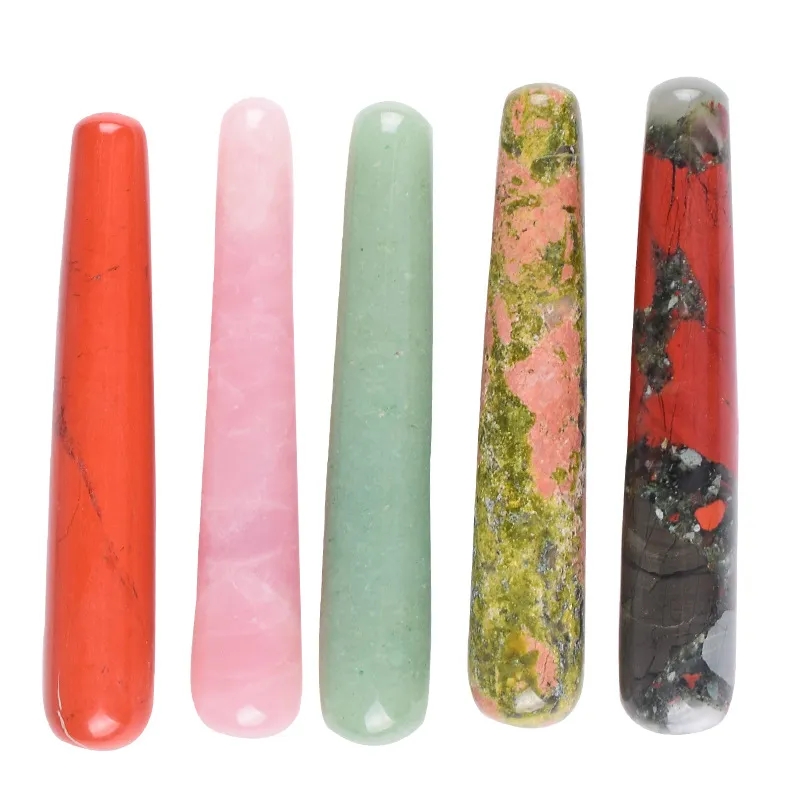 Yoni Wand Rose Quartz Massage Stick White Crystal Massage Wand Natural Jade Face Point Guasha Massage Face Spa Massager