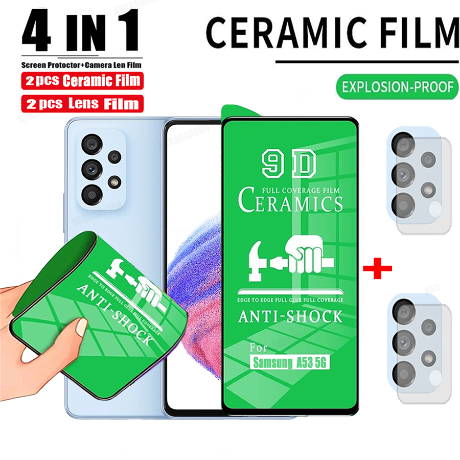 4in1 Film en céramique Soft HD pour Samsung Galaxy A53 5G A54 A33 A14 A52S A72 A32 M54 A34 A73 A13 A22 A12 Lens Screen Protectors Film