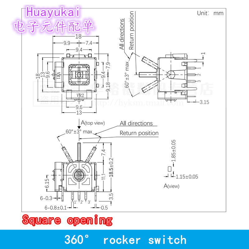 Hélicoptère Modèle Aircraft Remote Contrôle Potentiomètre Modèle 3D Airplane Remote Contrôle Rocker Joystick 10k 5k 13 * 13 mm