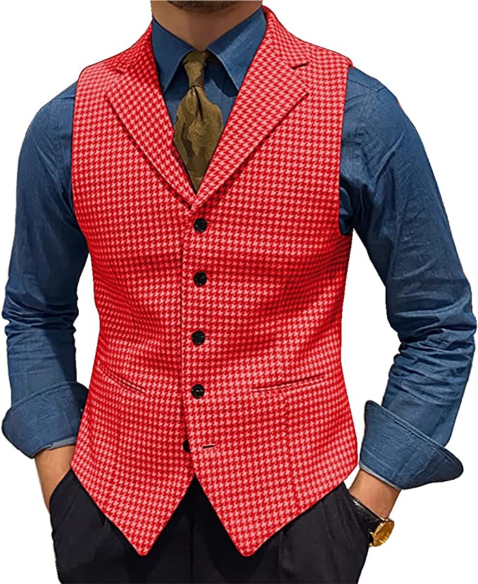 Gilet de costume pour hommes loison laine tweed plaid gaim gilets slim fit pour le mariage