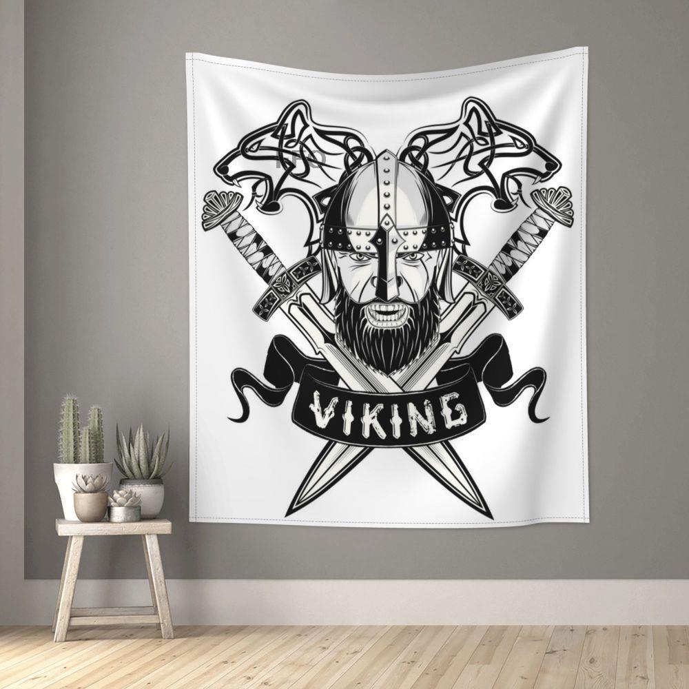 Gobelin Viking Tapestry Retro Mystisk Raven Tapestry Wall Hanging Boho Hippe Tarot Witchcraft Tapestries Living Room Decor