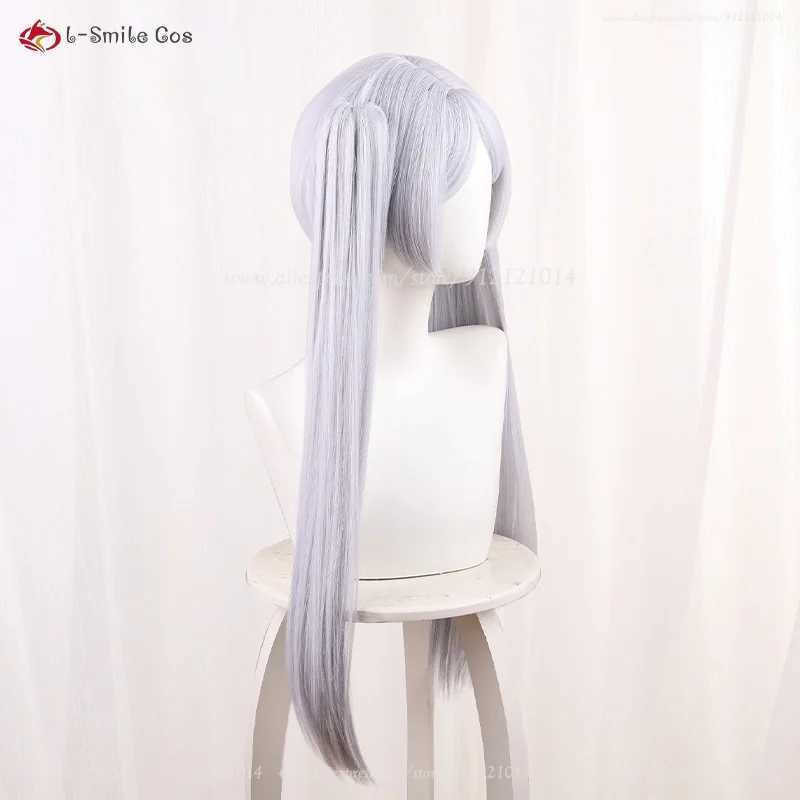 Anime -Kostüme Anime Frier Cosplay -Perücke 65 cm Silber Weiß Frauen Frier Perücken hitzebeständiges synthetisches Haar + Perückenkappe 240411