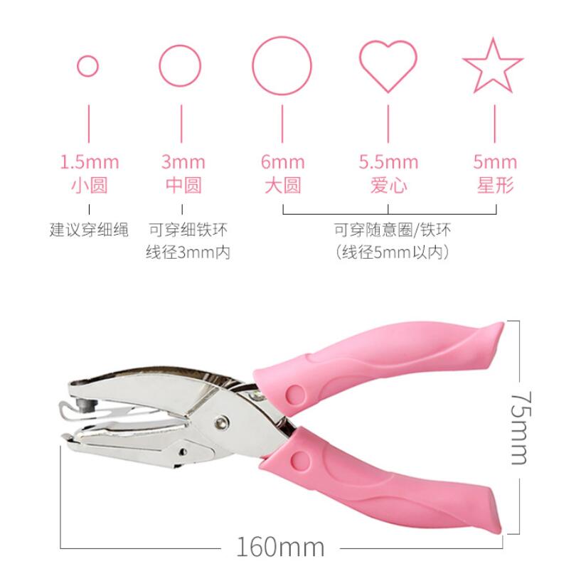 Söt enhålspunkare Scrapbooking Paper Punches Kawaii Star Heart Circle Hole Punch Diy Craft Form Cutter Perforator YH134