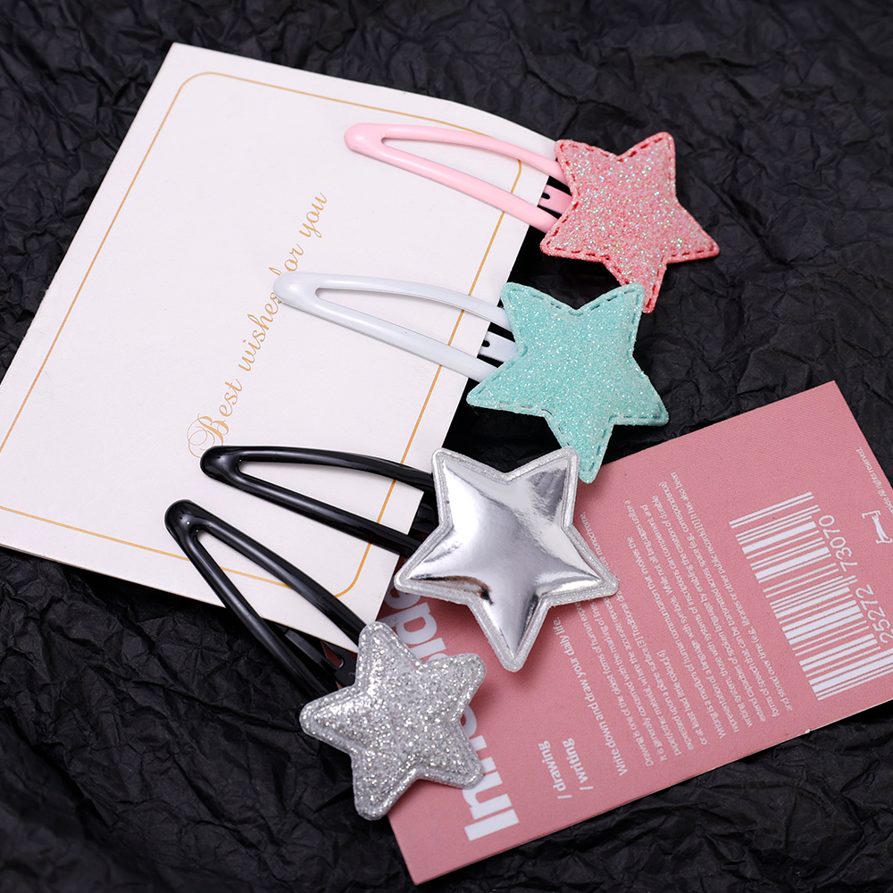 Glitter Silver Star BB CLIP Hairpins Y2K Cute Barrette Metal Snap Clips Ins Bobby Pin Headwear