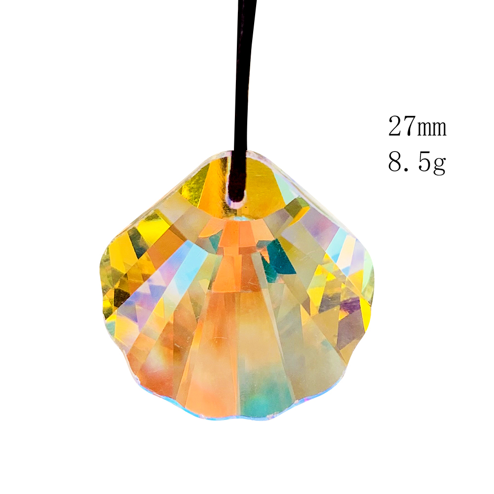 Rainbow Polished AB Color Scallop Mussel Fan-shape Crystal Faceted Prism Glass Chandelier Lamp Parts Aurora Suncatcher Charm