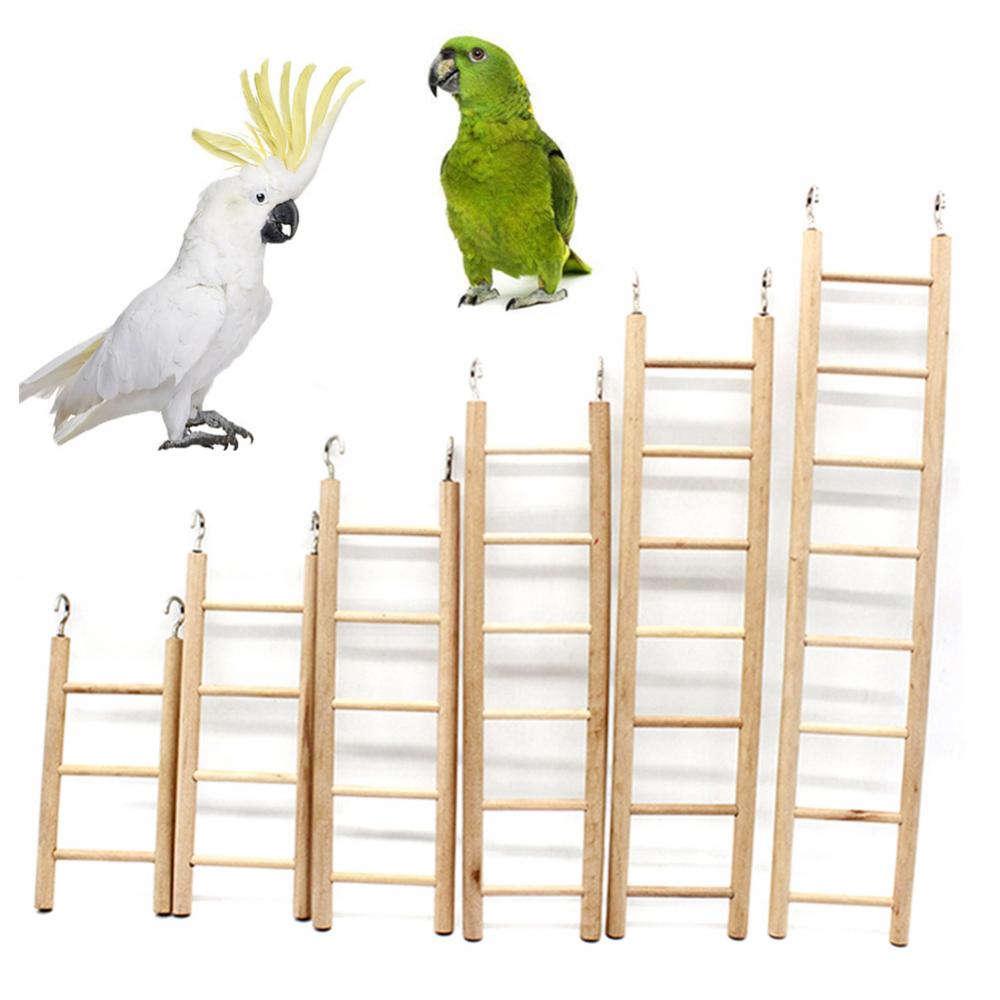 Wooden Toy Hanging 3/4/5/6/7/8 Steps Pet Bird Parrot Climbing Ladder Cage Chew Toy