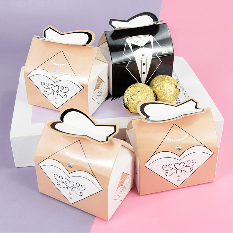 Bride And Groom Candy Box European Style Chocolate Cookie Paper Box Wedding Favor And Gift Sweet Bag Souvenirs Party Decor