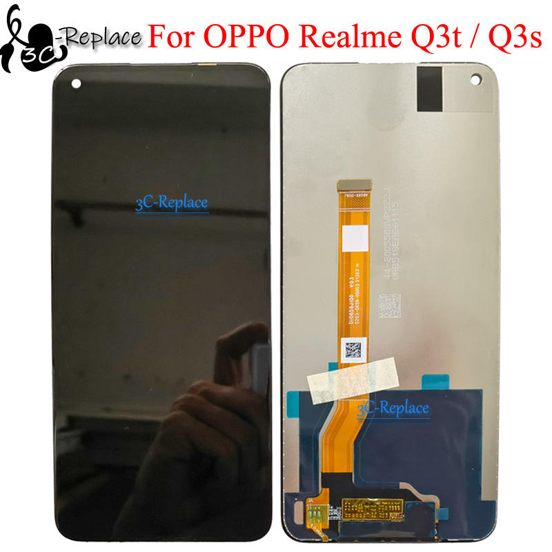 Black 6,6 pouces pour Oppo Realme Q3s / Realme Q3T 2021 Affichage de l'écran tactile Remplacement de l'assemblage de numéros d'écran tactile