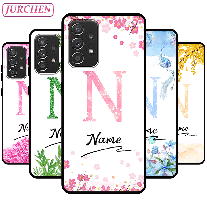 Jurchen Custom Name Case voor Xiaomi Redmi Note 9 9A 9At 9C 9T NFC K30 K30I MI 11T 10T 11 10 Lite Pro Ultra Text Flower TPU Cover