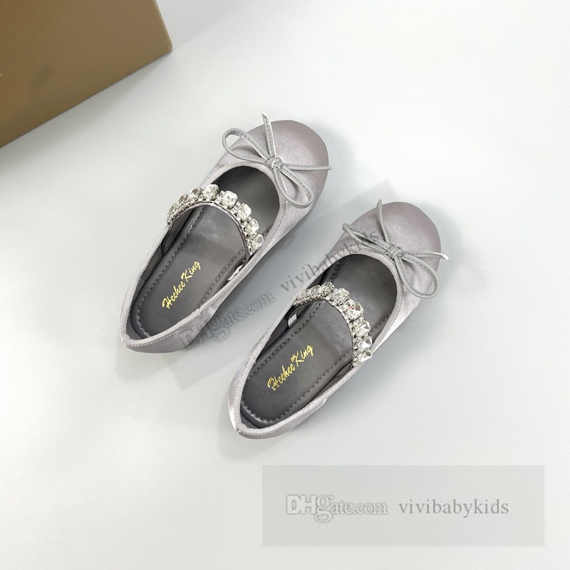 Girls crystal ballet dance shoes kids rhinestones elasitc non-slip soft bottoms flat shoes children Bows satin princess shoes Z7654