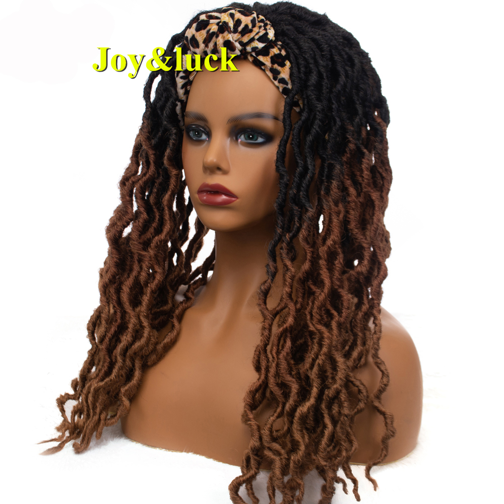 Synthetic Dreadlock Headband Wigs Black Ombre Brown Leopard Print Hair Band Women Good Quality Dirty Braid Wig