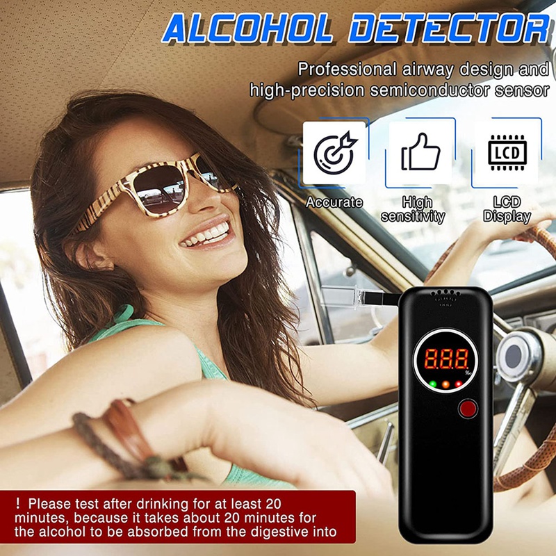 Alcohol Tester With Blowing Nozzle, Quick Test High Accuracy Alcohol Detector Digital Breathalyzer Alcoholmeter For Car Drive